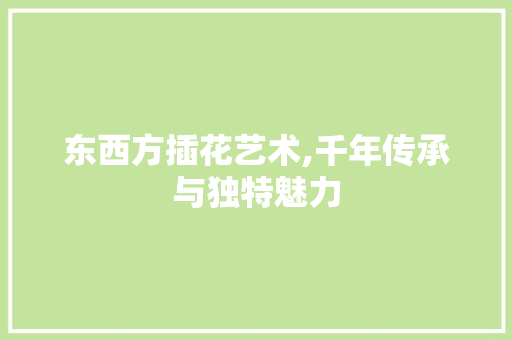 东西方插花艺术,千年传承与独特魅力 种植技术