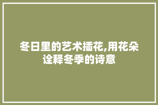 冬日里的艺术插花,用花朵诠释冬季的诗意