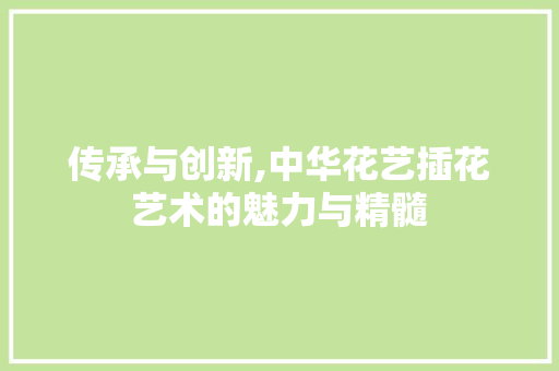 传承与创新,中华花艺插花艺术的魅力与精髓