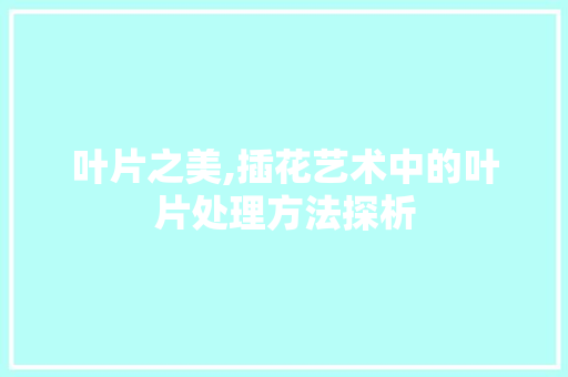叶片之美,插花艺术中的叶片处理方法探析
