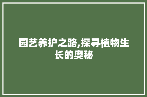 园艺养护之路,探寻植物生长的奥秘