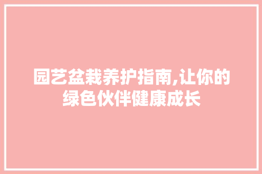 园艺盆栽养护指南,让你的绿色伙伴健康成长