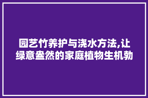 园艺竹养护与浇水方法,让绿意盎然的家庭植物生机勃勃