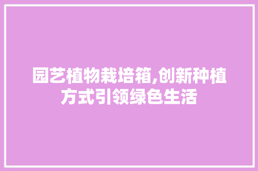 园艺植物栽培箱,创新种植方式引领绿色生活