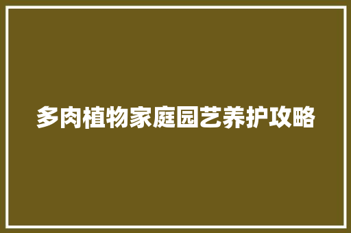 多肉植物家庭园艺养护攻略