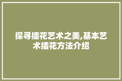 探寻插花艺术之美,基本艺术插花方法介绍