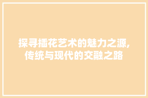 探寻插花艺术的魅力之源,传统与现代的交融之路