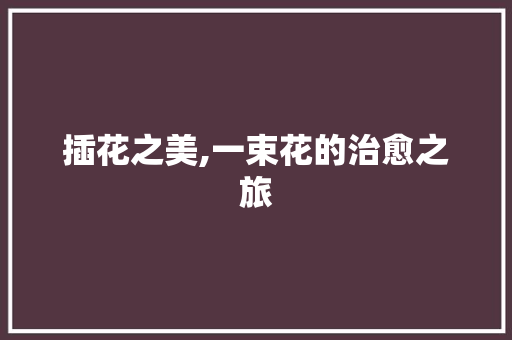插花之美,一束花的治愈之旅