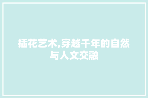 插花艺术,穿越千年的自然与人文交融