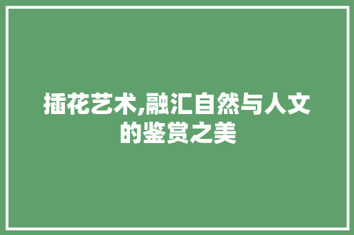 插花艺术,融汇自然与人文的鉴赏之美