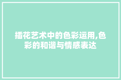 插花艺术中的色彩运用,色彩的和谐与情感表达