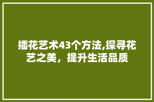 插花艺术43个方法,探寻花艺之美，提升生活品质