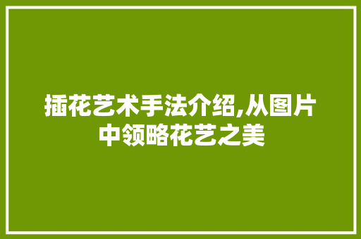 插花艺术手法介绍,从图片中领略花艺之美
