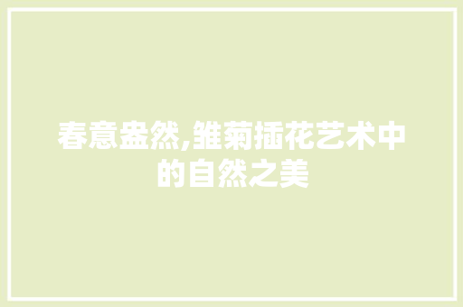 春意盎然,雏菊插花艺术中的自然之美 果苗类 春意盎然,雏菊插花艺术中的自然之美 果苗类