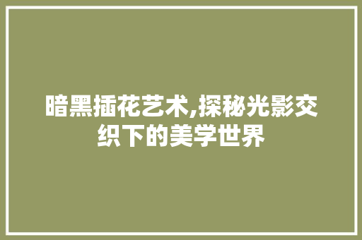 暗黑插花艺术,探秘光影交织下的美学世界