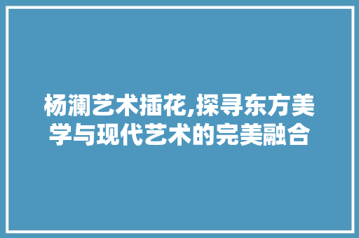 杨澜艺术插花,探寻东方美学与现代艺术的完美融合