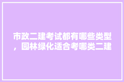 市政二建考试都有哪些类型，园林绿化适合考哪类二建证书。