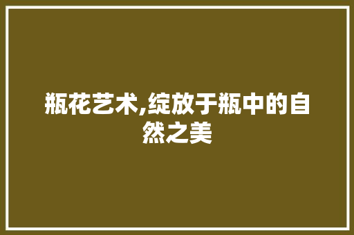 瓶花艺术,绽放于瓶中的自然之美