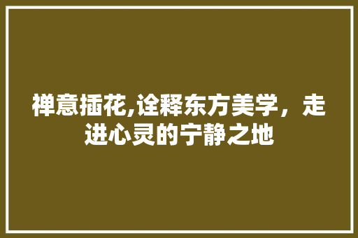 禅意插花,诠释东方美学，走进心灵的宁静之地