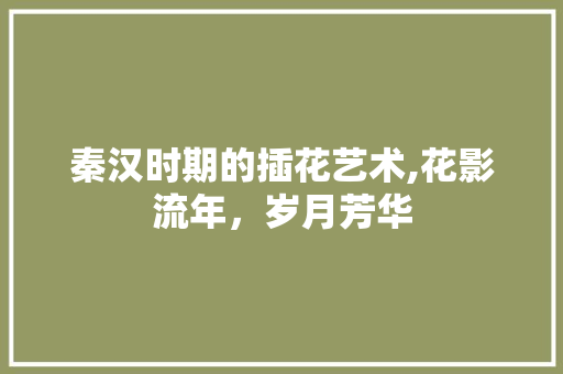 秦汉时期的插花艺术,花影流年，岁月芳华