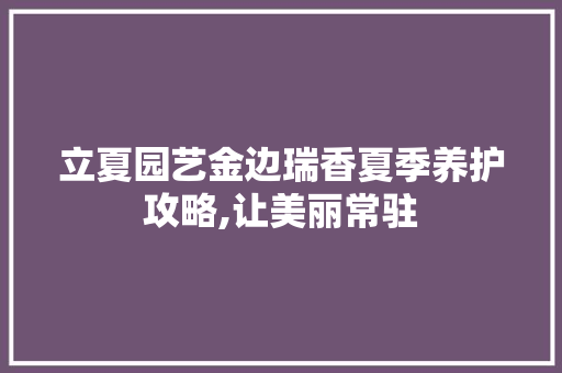 立夏园艺金边瑞香夏季养护攻略,让美丽常驻