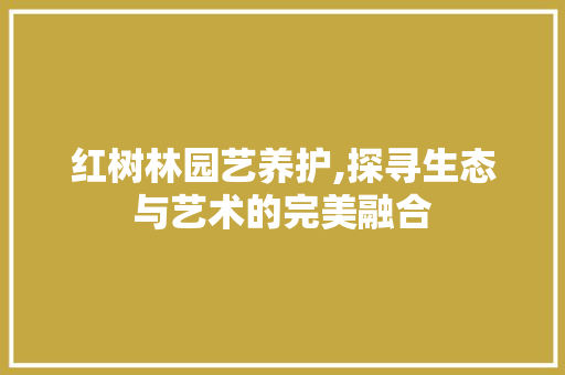 红树林园艺养护,探寻生态与艺术的完美融合
