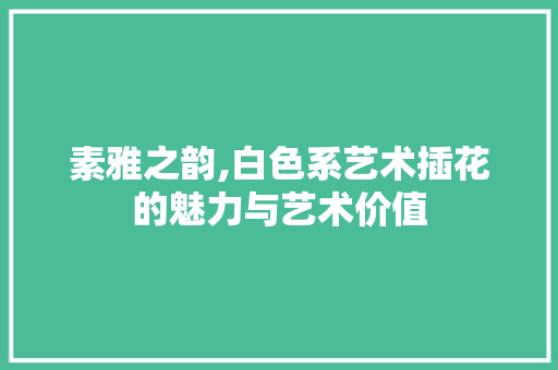 素雅之韵,白色系艺术插花的魅力与艺术价值