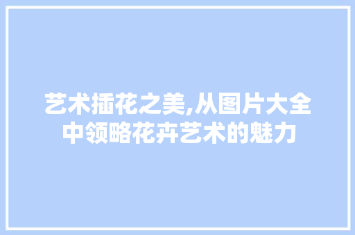 艺术插花之美,从图片大全中领略花卉艺术的魅力 栽培技术