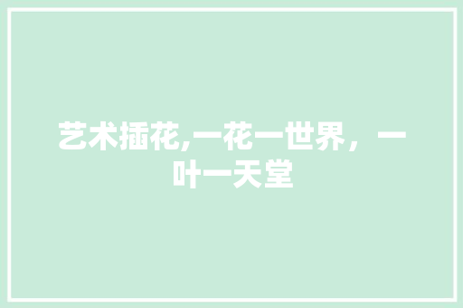 艺术插花,一花一世界，一叶一天堂 花木行情
