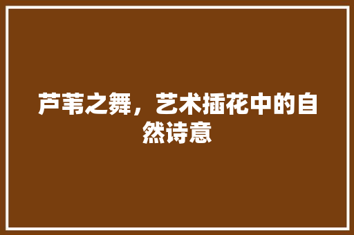 芦苇之舞，艺术插花中的自然诗意
