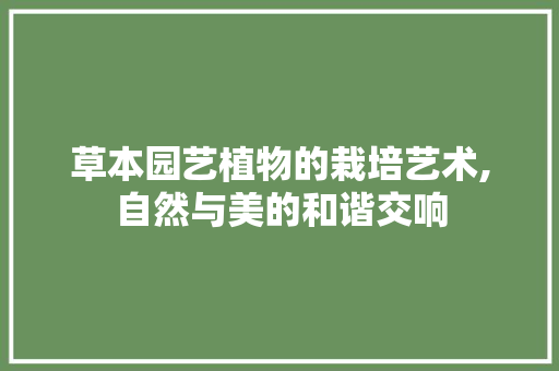 草本园艺植物的栽培艺术,自然与美的和谐交响