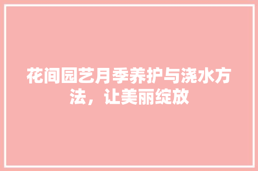 花间园艺月季养护与浇水方法，让美丽绽放