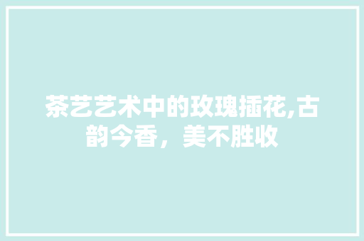 茶艺艺术中的玫瑰插花,古韵今香，美不胜收