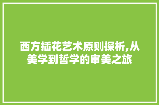 西方插花艺术原则探析,从美学到哲学的审美之旅 造型技术