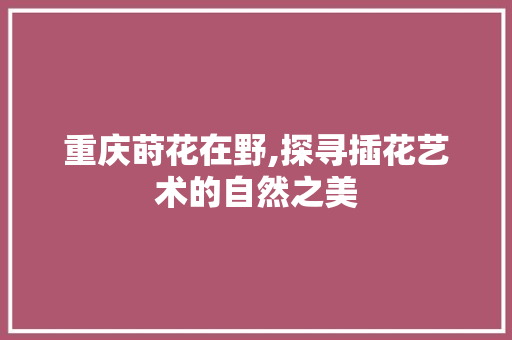 重庆莳花在野,探寻插花艺术的自然之美