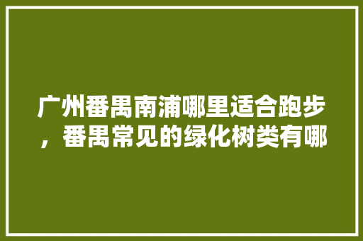 广州番禺南浦哪里适合跑步，番禺常见的绿化树类有哪些。