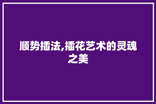 顺势插法,插花艺术的灵魂之美 花木行情
