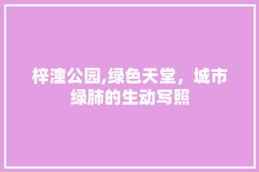 梓潼公园,绿色天堂，城市绿肺的生动写照