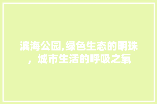 滨海公园,绿色生态的明珠，城市生活的呼吸之氧