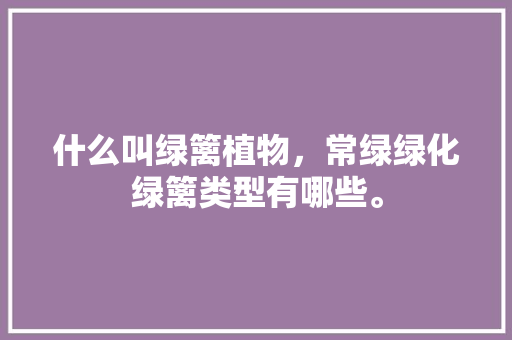什么叫绿篱植物，常绿绿化绿篱类型有哪些。