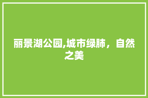 丽景湖公园,城市绿肺，自然之美