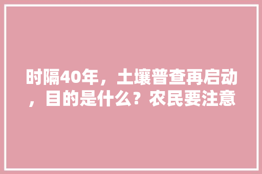 时隔40年，土壤普查再启动，目的是什么？农民要注意什么呢，环保绿化类调查报告范文。