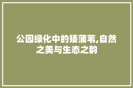 公园绿化中的矮蒲苇,自然之美与生态之韵