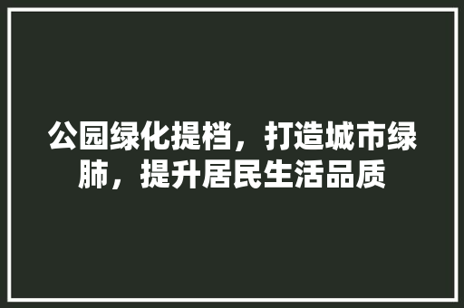 公园绿化提档，打造城市绿肺，提升居民生活品质