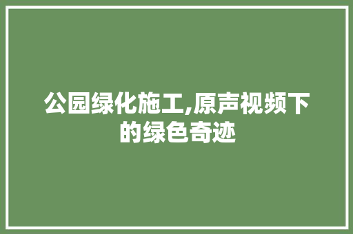 公园绿化施工,原声视频下的绿色奇迹
