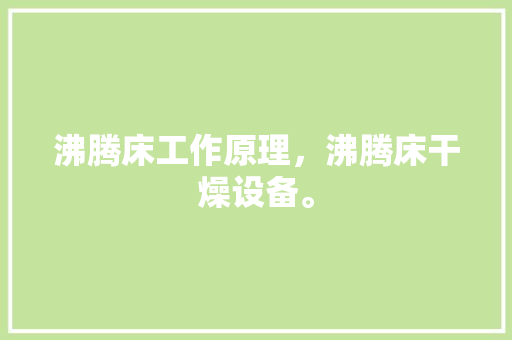 沸腾床工作原理，沸腾床干燥设备。