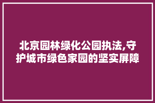 北京园林绿化公园执法,守护城市绿色家园的坚实屏障