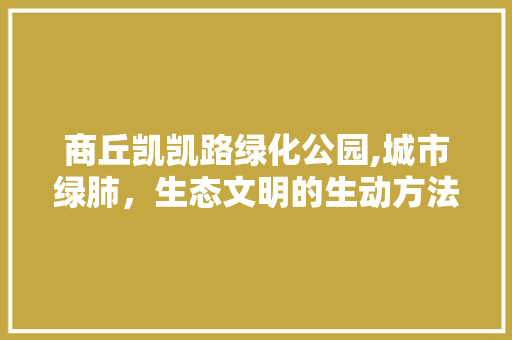 商丘凯凯路绿化公园,城市绿肺，生态文明的生动方法