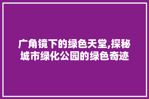 广角镜下的绿色天堂,探秘城市绿化公园的绿色奇迹