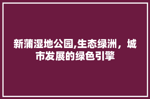 新蒲湿地公园,生态绿洲，城市发展的绿色引擎